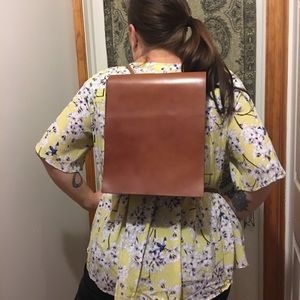 Vintage leather structured backpack purse